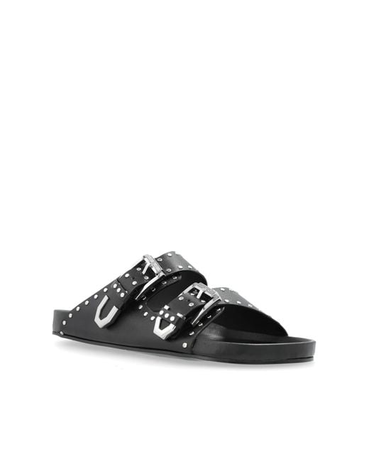 IRO Black Leather Slides Billie