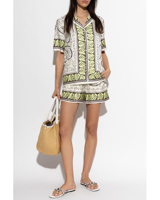 Tory Burch Natural Silk Shirt With Print