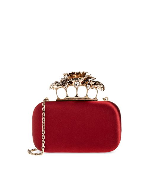 Alexander McQueen Red "Carnation Knuckle" Clutch