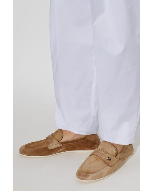 Dolce & Gabbana White Suede Loafers for men