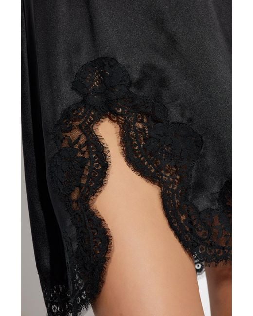 Dolce & Gabbana Black Silk Dress With Lace Inserts