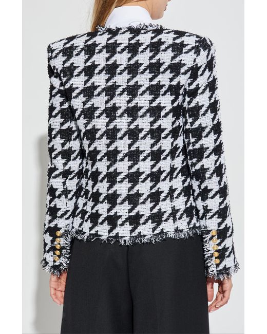 Balmain Black Blazer With Houndstooth Pattern