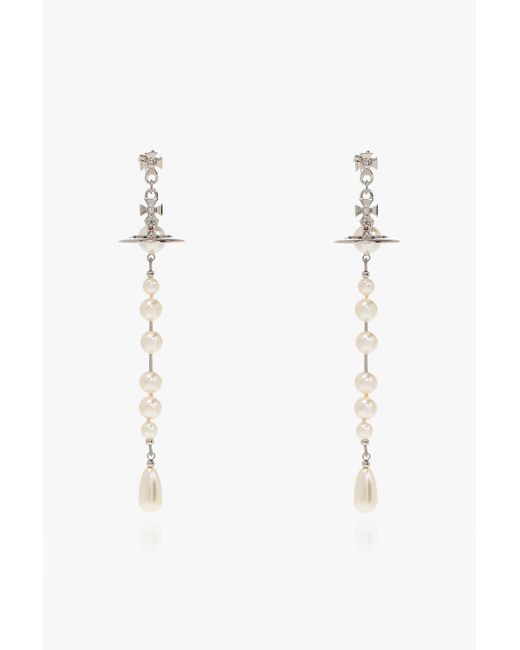 Vivienne Westwood White 'broken Pearl' Drop Earrings