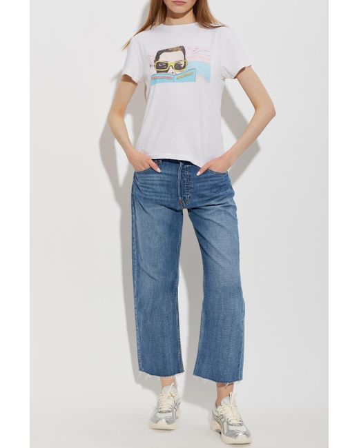 Re/done White T-Shirt With Print
