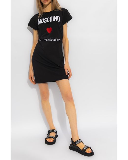 Moschino Black Dress With Logo,