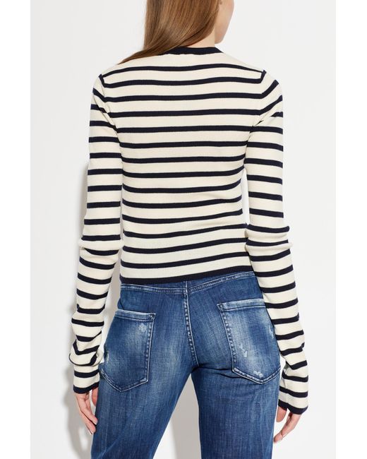 DSquared² Blue Wool Sweater With Striped Pattern