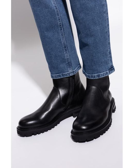 Giorgio Armani Black Leather Ankle Boots for men