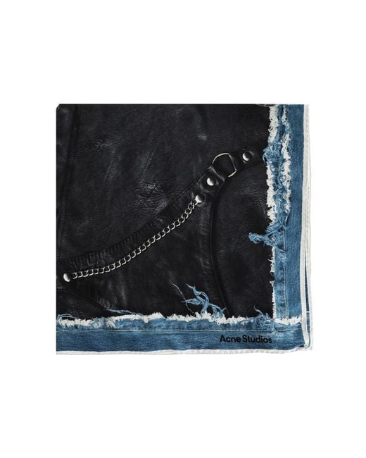 Acne Black Silk Scarf With Logo