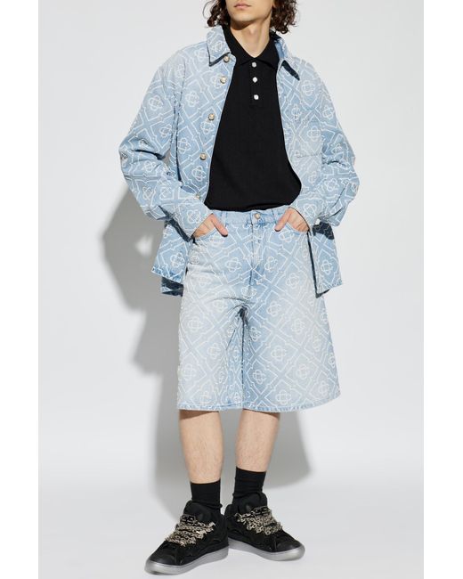Casablanca Blue Denim Shorts With Shimmering Sequins for men