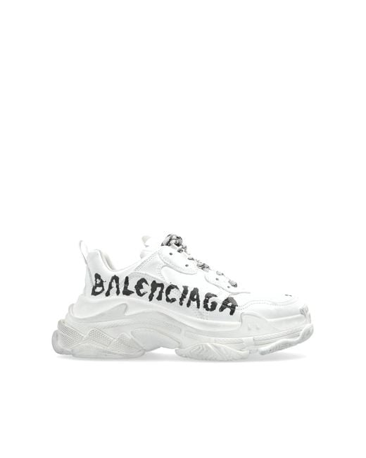Balenciaga White Sports Shoes 'Triples S' for men