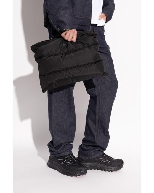Moncler Black Quilted Bag With Logo for men