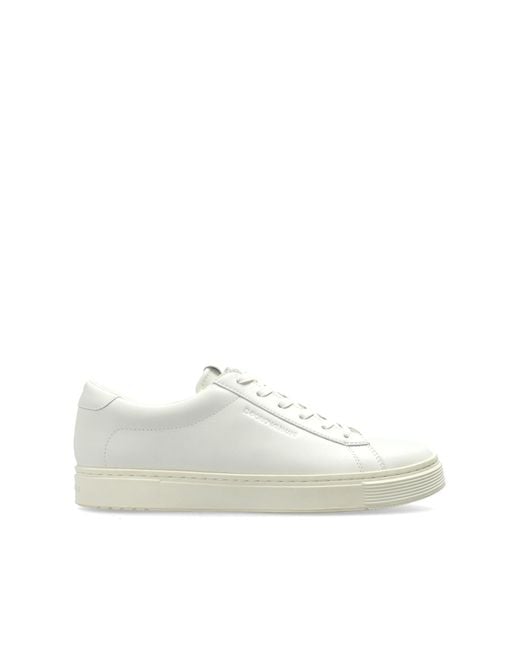 Emporio Armani White Sports Shoes With Embossed Logo for men