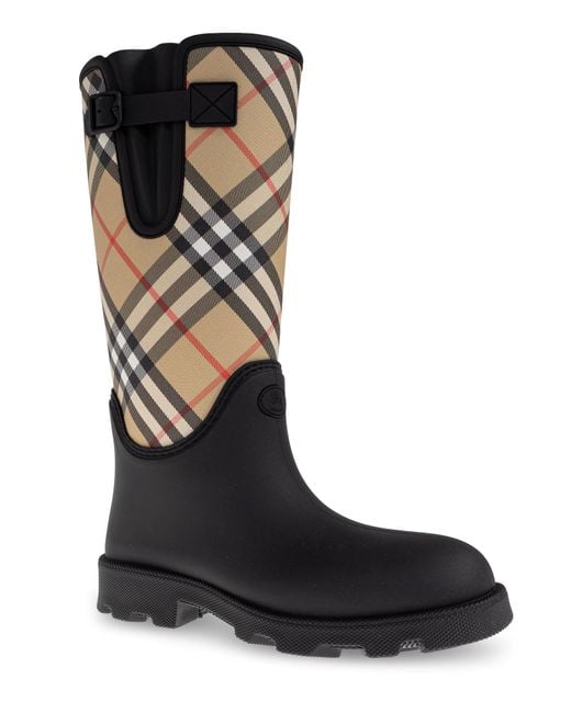 Burberry Natural Plaid-Patterned Wellington Boots for men