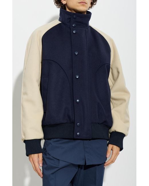 Balmain Blue Wool Bomber Jacket for men