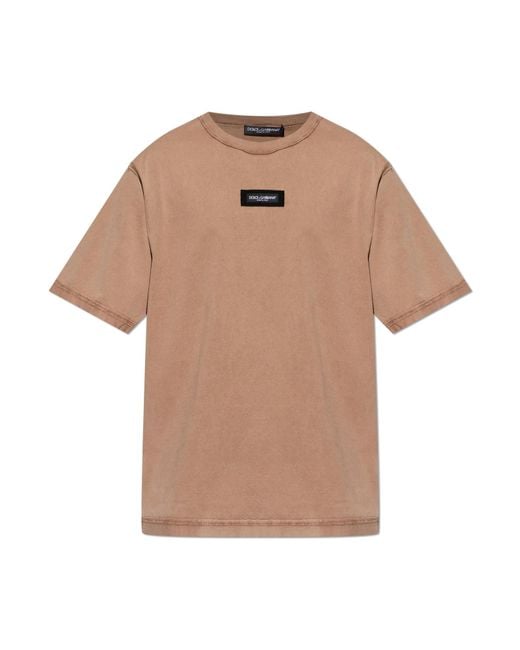 Dolce & Gabbana Brown T-Shirt With Logo for men