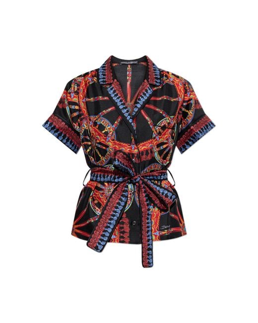 Dolce & Gabbana Multicolor Silk Shirt With 'Carretto' Print
