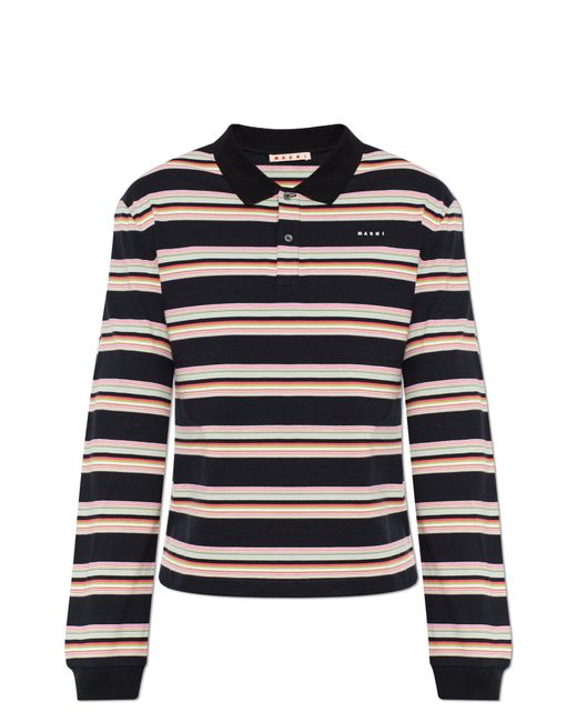 Marni Black Long Sleeve Polo for men