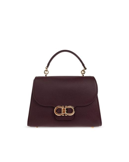 Ferragamo Purple "Double Gancini" Bag