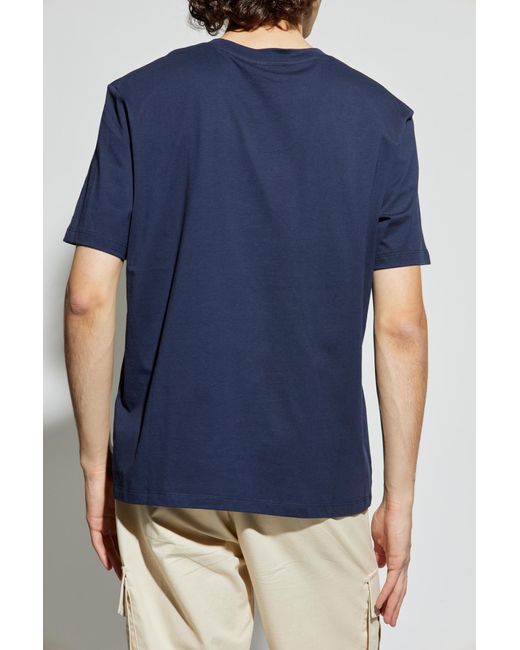 Balmain Blue T-Shirt With Printed Logo for men