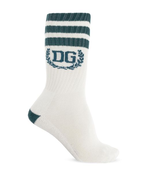 Dolce & Gabbana White Cotton Socks With Logo for men