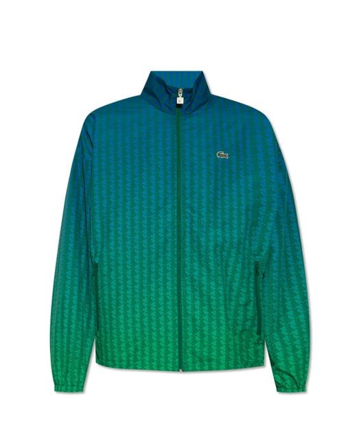 Lacoste Green Jacket With Stand Collar for men