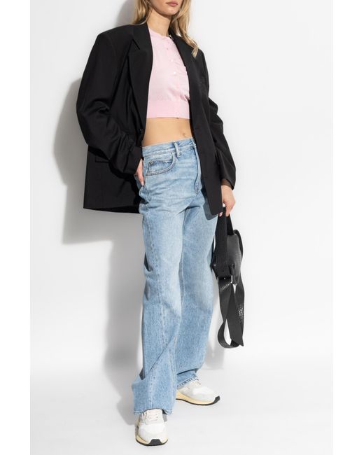 T By Alexander Wang Pink Cardigan With Printed Logo