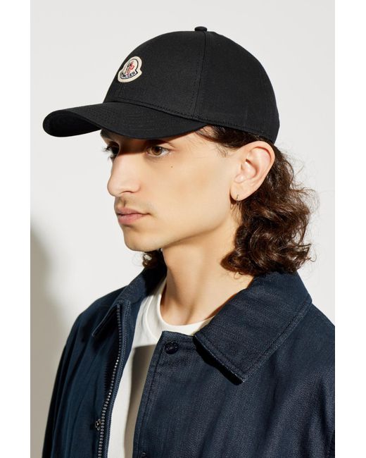 Moncler Black Baseball Cap for men