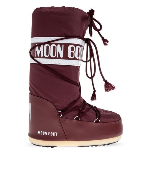 Moon Boot Red 'Icon Nylon' Snow Boots