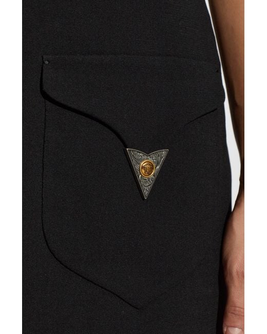 Versace Black Wool Skirt With Pockets