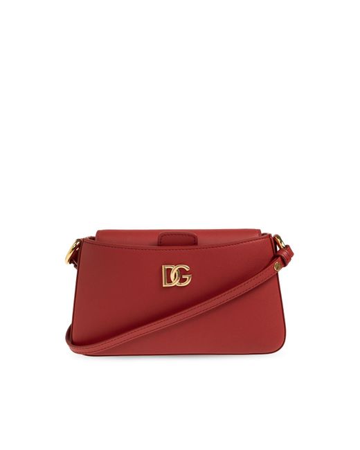 Dolce & Gabbana Red Leather Bag With Logo