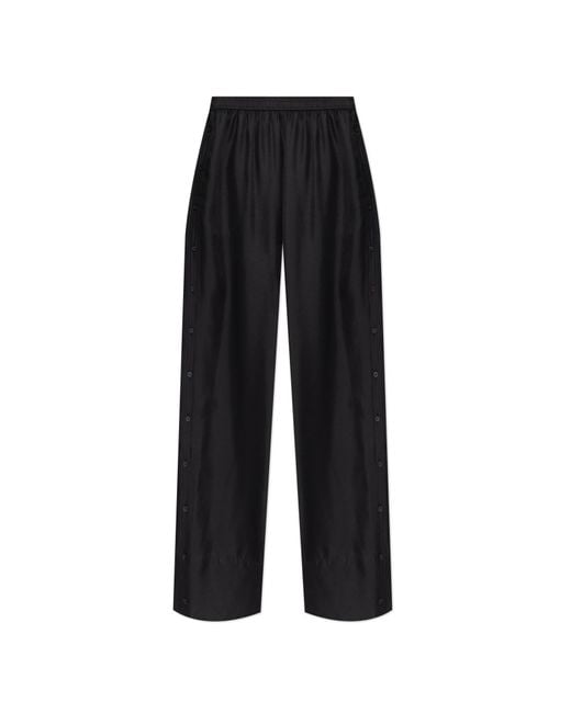 Alexander Wang Black Silk Trousers With Decorative Buttons On The Legs