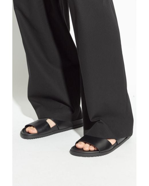 Dolce & Gabbana Black Leather Slides With Appliqué for men