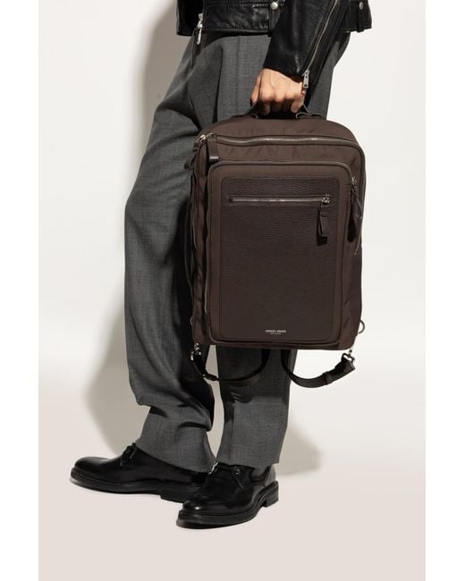 Giorgio Armani Black Backpack With Logo for men