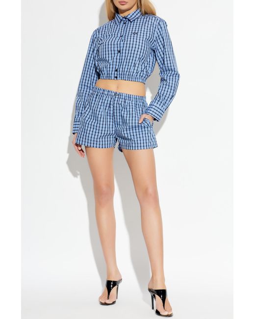 Vetements Blue Short Plaid Shirt