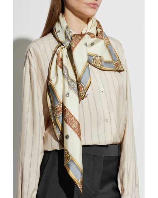 Versace Natural Silk Scarf With "The Ringmaster" Print