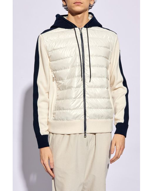 Moncler Natural Cardigan With Down Front, for men