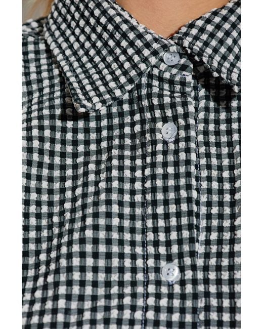 Hunza G Gray Shirt With A Check Pattern