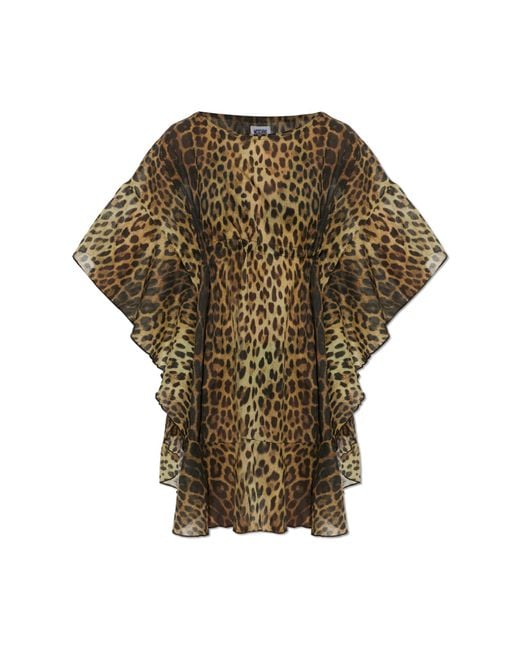 Moschino Green Beach Dress With Animal Print