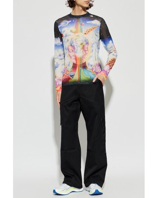 Casablanca Blue Transparent Long-Sleeve T-Shirt for men