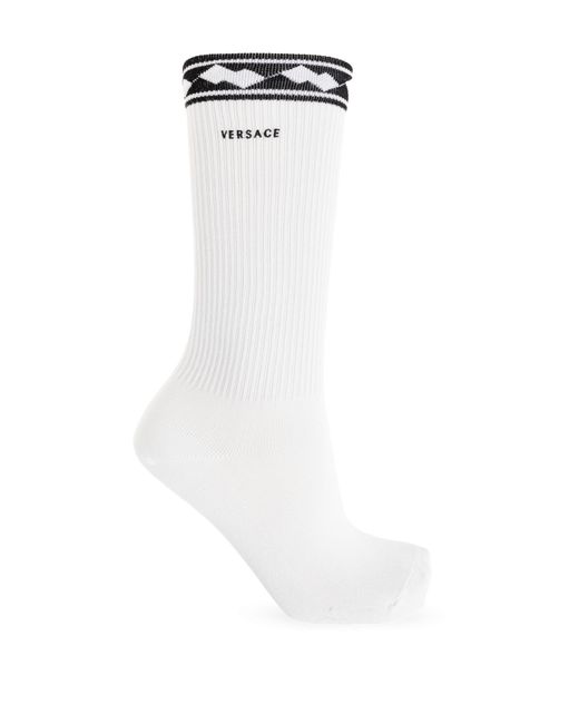 Versace White Socks With Logo