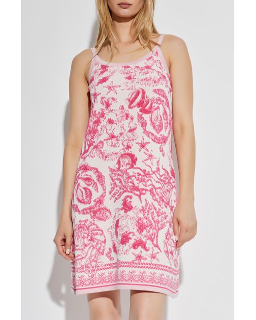 Versace Pink Dress With 'Barocco' Pattern