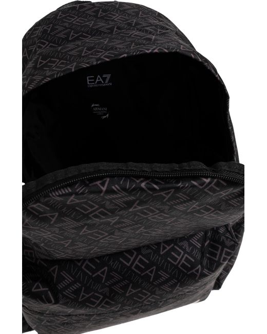 EA7 Black Monogram Backpack