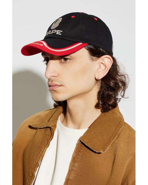 A Bathing Ape Black Baseball Cap for men