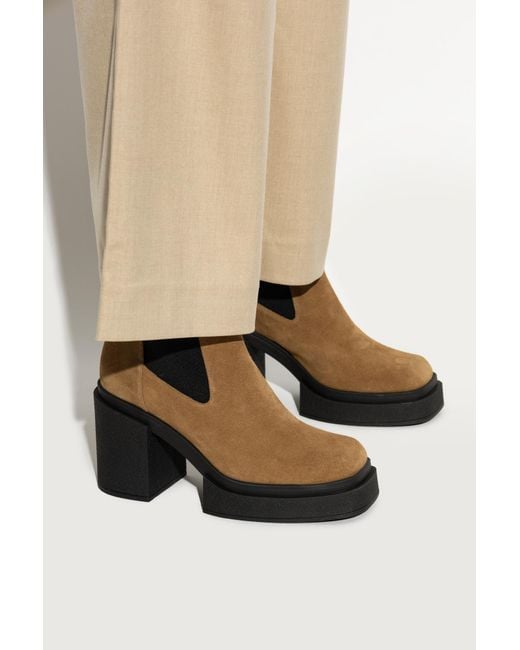 NODALETO Brown Platform Ankle Boots