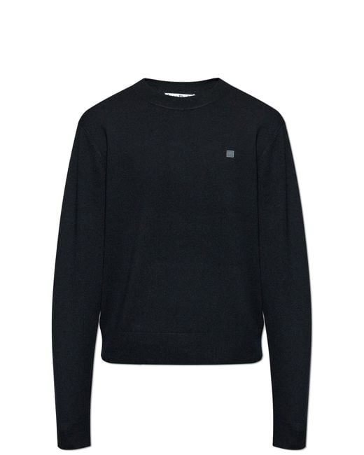 Acne Black Wool Sweater With Logo for men