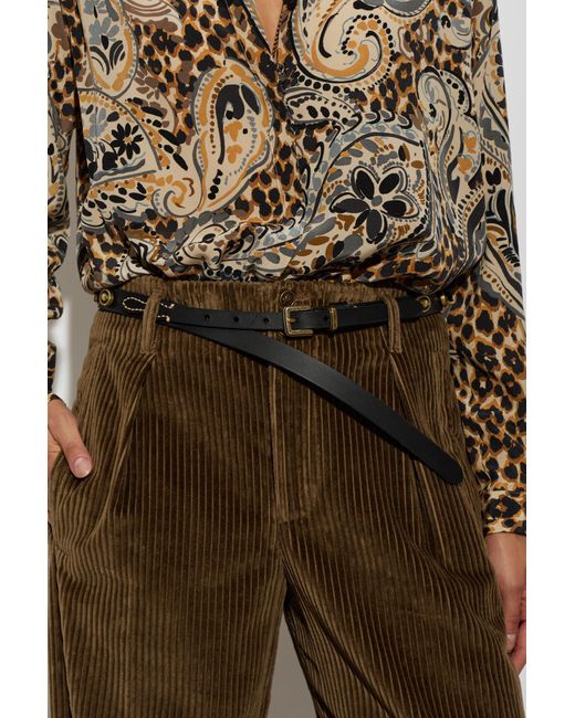 Etro Black Leather Belt With Applications