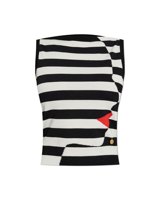 Balmain Black Vest With Striped Pattern