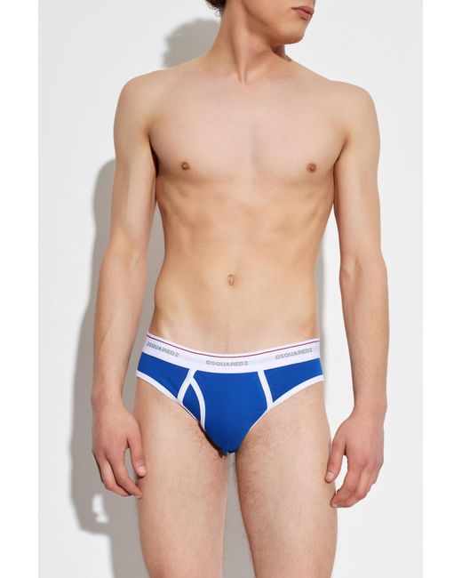 DSquared² Blue Briefs With Logo for men