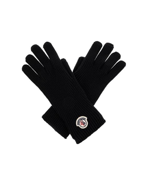 Moncler Black Woolen Gloves for men