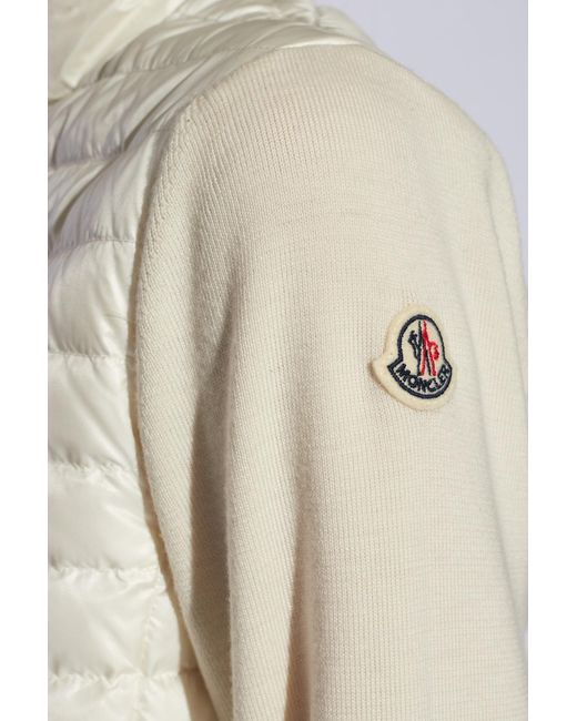 Moncler White Down Jacket With Wool Sleeves,
